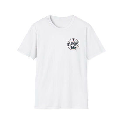 T-Shirt — 'Celebrate Me' Retro Badge Graphic