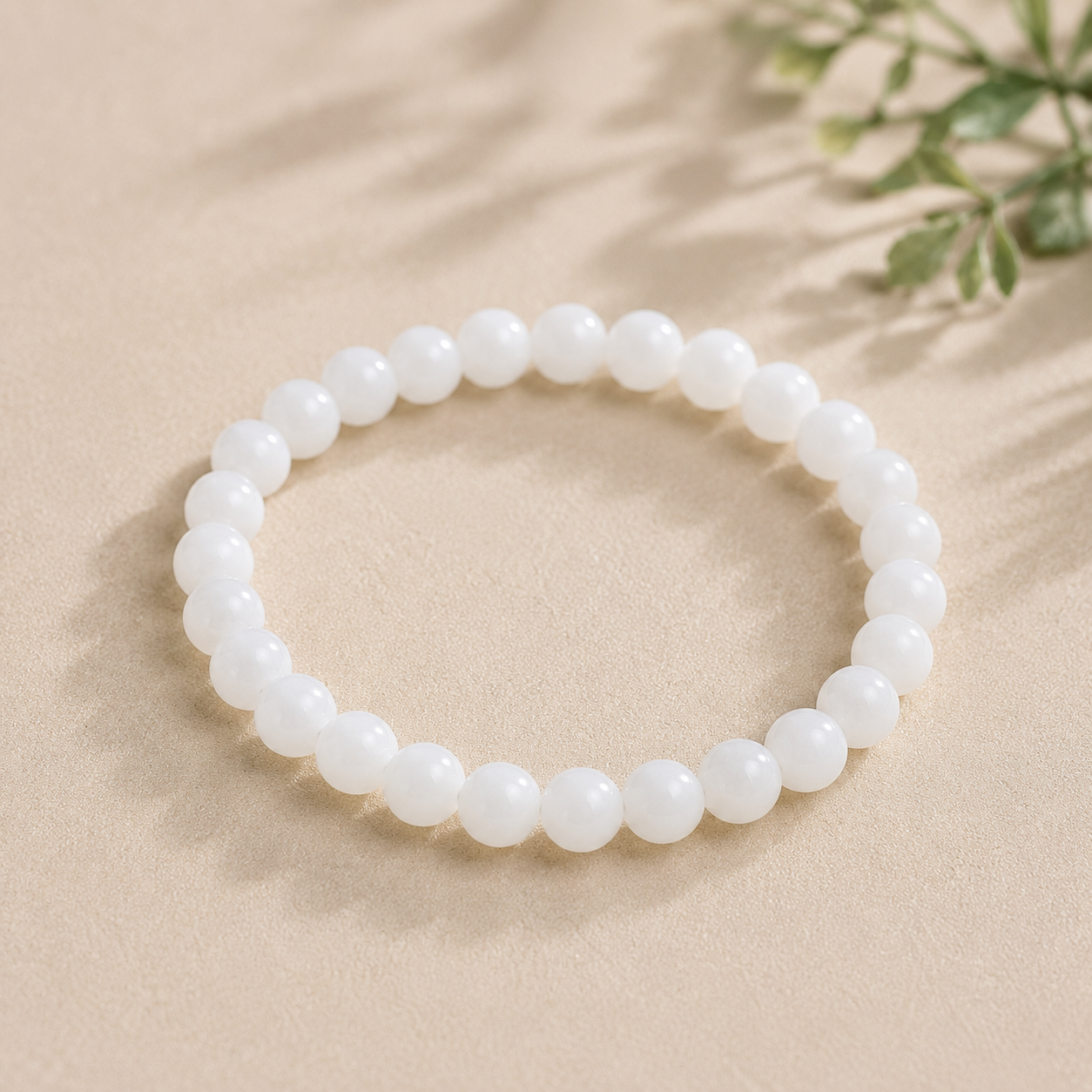 White Jade Natural Stone Bracelet – 8mm | 7.5" Stretch Bracelet