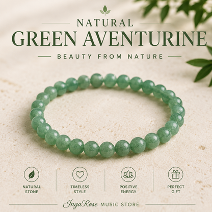 Green Aventurine Natural Stone Bracelet - 8mm 7.5" Stretch Bracelet