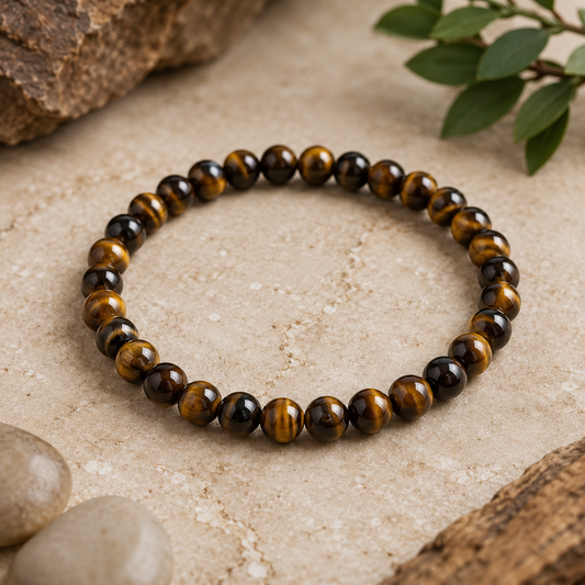 Yellow Tiger's Eye Natural Stone Bracelet – 6mm | 7.5" Stretch